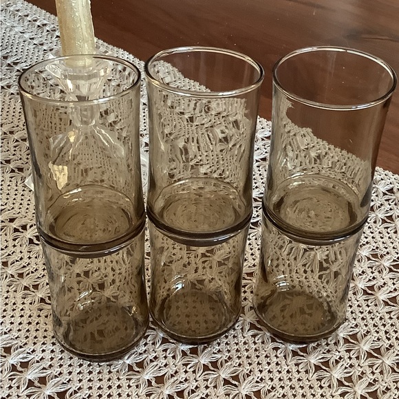 Vintage set of six Libbey Smoky Brown glasses - Picture 2 of 4